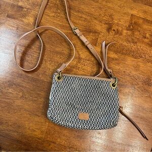 Beautiful Fossil black cream brown crossbody purse diamond design